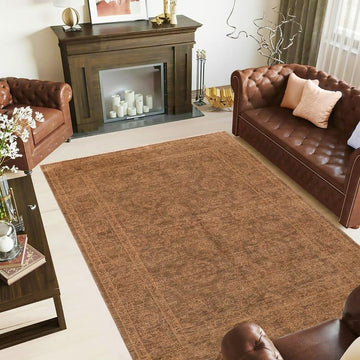 handmade Traditional Kafkaz Chobi Ziegler Brown Gold Hand Knotted RECTANGLE 100% WOOL area rug 6 x 9